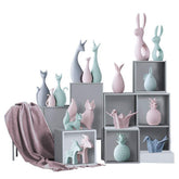 Macaron Ceramic Rabbit And Deer Figurines Ornaments